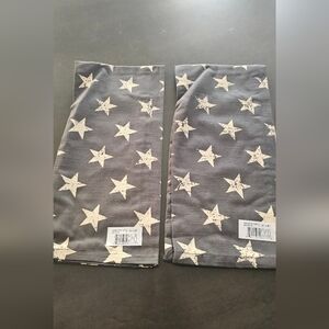 Gray Star Patterned Fabric Set Of 2 Tea Towels New